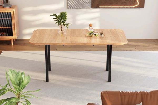 Spisebord - Udtræksbord - Rektangulært - Til 4 Personer - Minimalistisk Moderne Stil - Sammenklappeligt - Kræver Montering