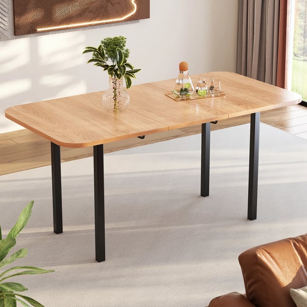 Spisebord - Udtræksbord - Rektangulært - Til 4 Personer - Minimalistisk Moderne Stil - Sammenklappeligt - Kræver Montering