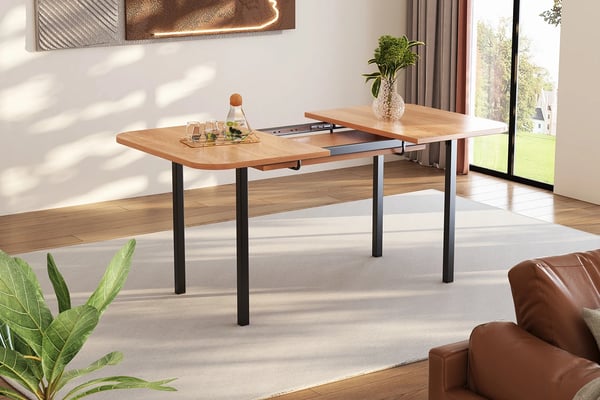 Spisebord - Udtræksbord - Rektangulært - Til 4 Personer - Minimalistisk Moderne Stil - Sammenklappeligt - Kræver Montering