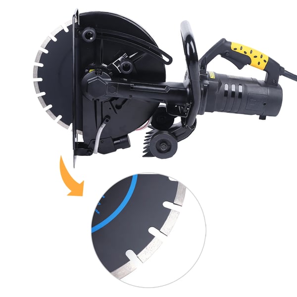 Vægfræser - Rilleskærer - 2800 W - 4600 o/min - Dybde 2–12 cm - 90° - EU-stik 220 V 50 Hz - 12 V vandpumpeadapter - Sort
