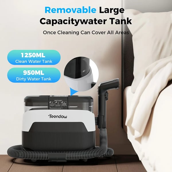 Damprenser - C6MAX dampmoppe - 1650 W - Damp ≥100°C - 12 kPa sugekraft - 1,25 l rent/snavset vand - Kemikaliefri - Hvid