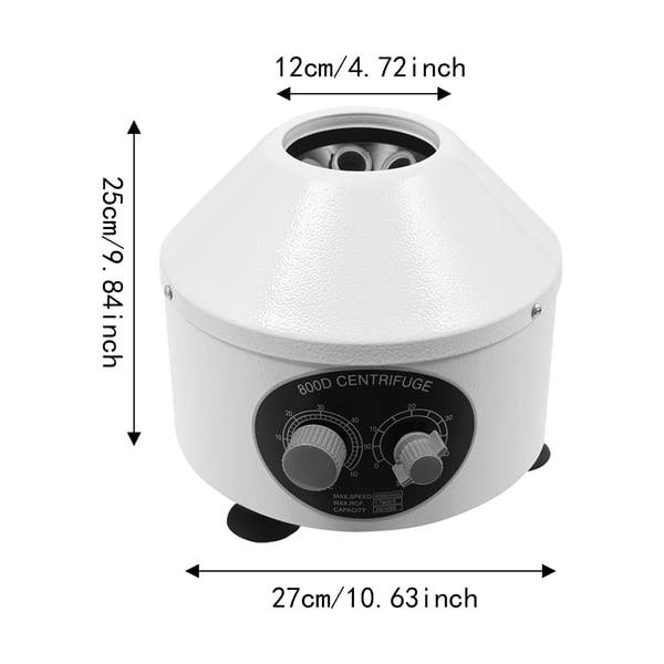 Sähköinen laboratoriosentrifugi - pöytäsentrifugi - 4000 r/min - Ajastin 0–60 min - Roottori 6×20 ml - 220V 50Hz EU-pistoke - 25 W - Valkoinen