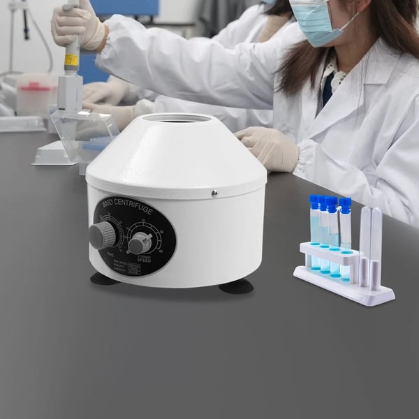 Sähköinen laboratoriosentrifugi - pöytäsentrifugi - 4000 r/min - Ajastin 0–60 min - Roottori 6×20 ml - 220V 50Hz EU-pistoke - 25 W - Valkoinen