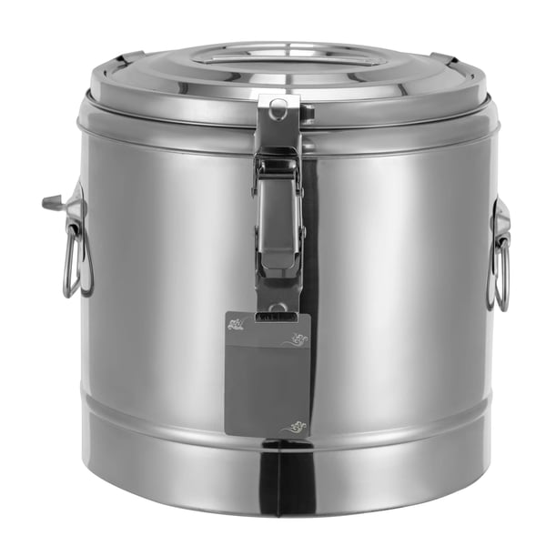 Eristetty jäähinkki - Jääastia kannella - 10 l - 304 ruostumaton teräs - Pitää lämpimänä/kylmänä noin 12 h - 29,5×28,4 cm - Pyöreä - Hopea