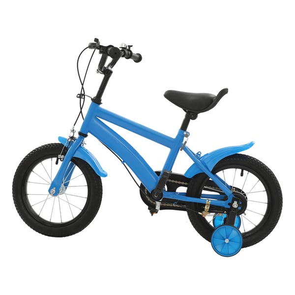 Børnecykel - Med Støttehjul - 35 cm Hjul - Aluminiumsfælge - Kulstålramme - Kaliperbremse - Blå