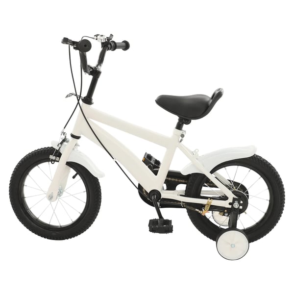 Børnecykel - 35 cm hjul - Støttehjul - Kulstofstålramme - Aluminiumsfælge - Fælgbremser - Justerbart sæde - Hvid