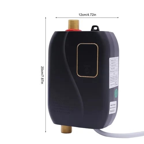 Vandvarmer - Elektrisk gennemstrømningsvandvarmer 3500 W - Kompakt design - LCD-display - Vægmonteret - IPX4 - Sort