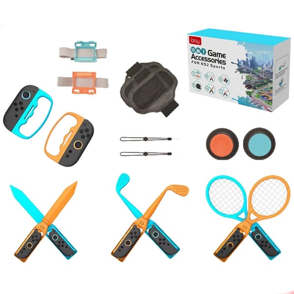 Sportspil Controller-tilbehørssæt - HBS-522 - 18-i-1 - Tennisketcher-Adapter - Håndledsrem - Aftageligt Greb