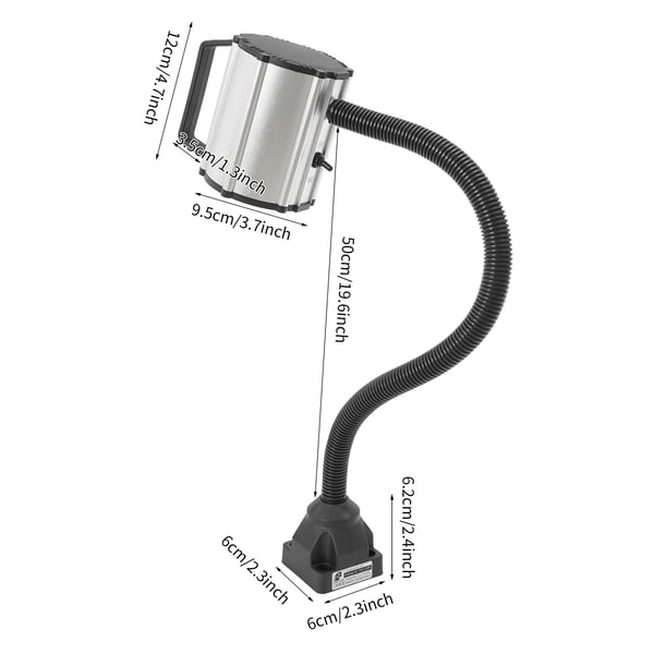 LED työpöytävalo - Hanhenkaulalamppu - 360° Taipuisa - Veden- ja pölynkestävä - 5W 110–220V AC - 5500–6500K Valkoinen - Varsi 50 cm - Musta