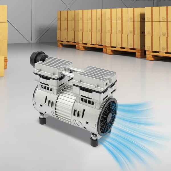 Kompressor - Oliefri luftkompressor - 750 W (1 hk) - 220 V - 145 l/min - 8 bar - 1400 omdr./min - 69 dB lavt støjniveau - Grå