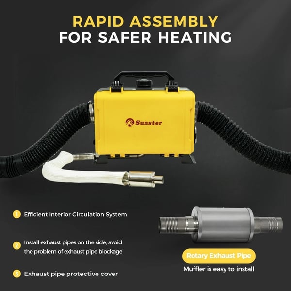 Kannettava diesel-ilmalämmitin - Pysäköintilämmitin - 8 kW - 12V/AC 110–240V - Bluetooth-sovellus & kaukosäädin, LCD - 20–25 m²