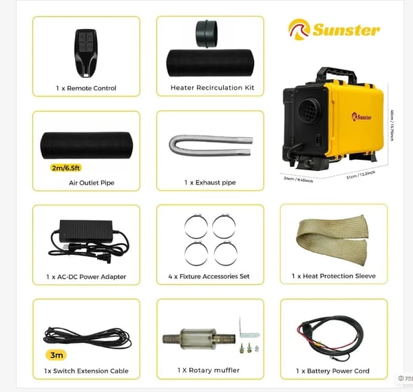 Kannettava diesel-ilmalämmitin - Työkalupakki-malli - 8 kW - 12V/110–240V - Bluetooth, LCD ja kaukosäädin - 20–25 m² - 6 L säiliö