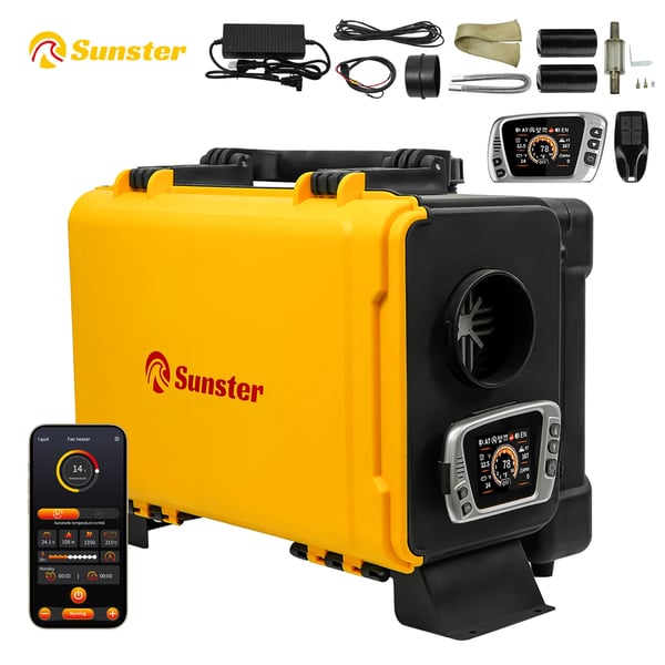 Kannettava diesel-ilmalämmitin - Työkalupakki-malli - 8 kW - 12V/110–240V - Bluetooth, LCD ja kaukosäädin - 20–25 m² - 6 L säiliö