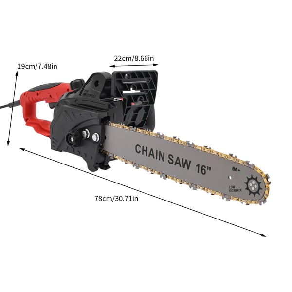 Sähkökettinsaha - 40 cm laippa - 2000 W - 800 r/min - Kuparimoottori - 220 V EU-pistoke - Punainen