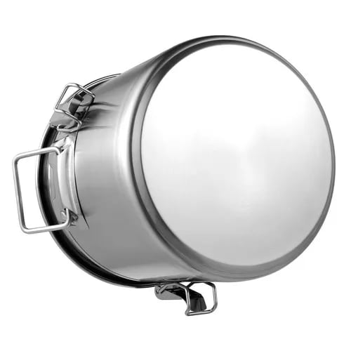 Madopbevaring - Lufttæt beholder 12 l - Rustfrit stål 304/201 - Silikoneforsegling - Lækagesikker - 28×25 cm - Sølv
