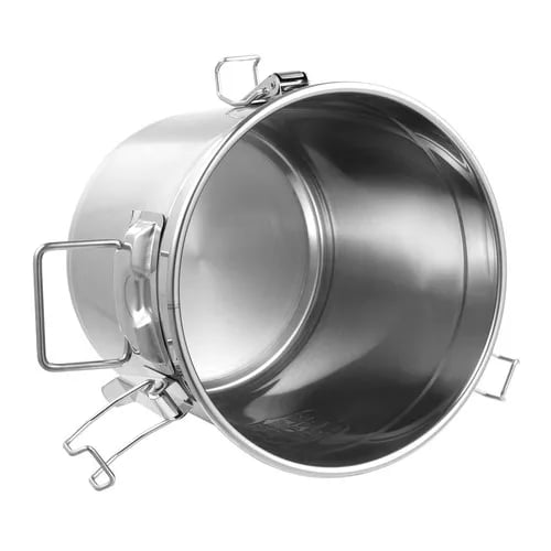 Madopbevaring - Lufttæt beholder 12 l - Rustfrit stål 304/201 - Silikoneforsegling - Lækagesikker - 28×25 cm - Sølv