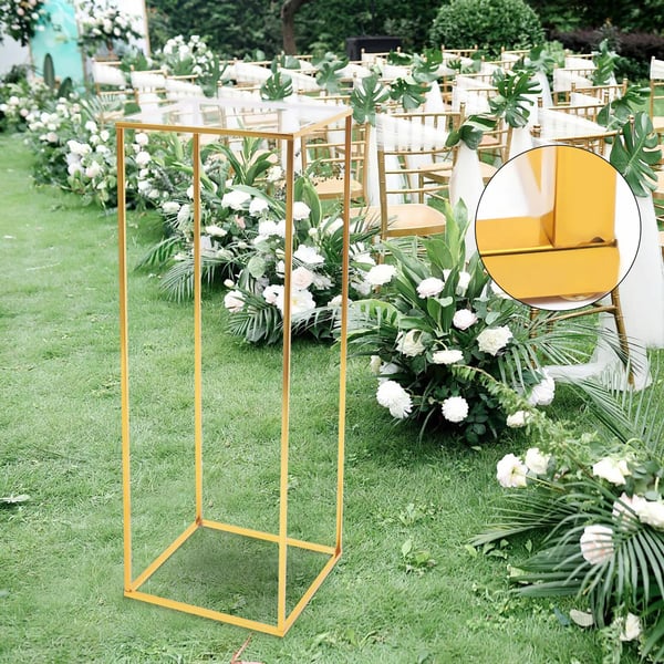 Blomsterstander - Metalsøjle 80 cm - Elegant - Til bryllup & fest - Til hjem & have - Guld