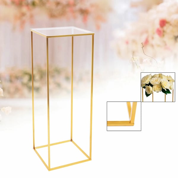 Blomsterstander - Metalsøjle 80 cm - Elegant - Til bryllup & fest - Til hjem & have - Guld