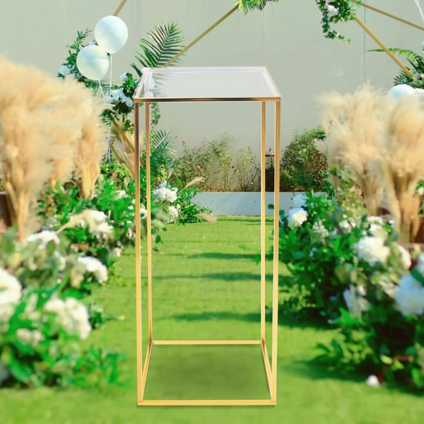 Blomsterstander - Metalsøjle 80 cm - Elegant - Til bryllup & fest - Til hjem & have - Guld