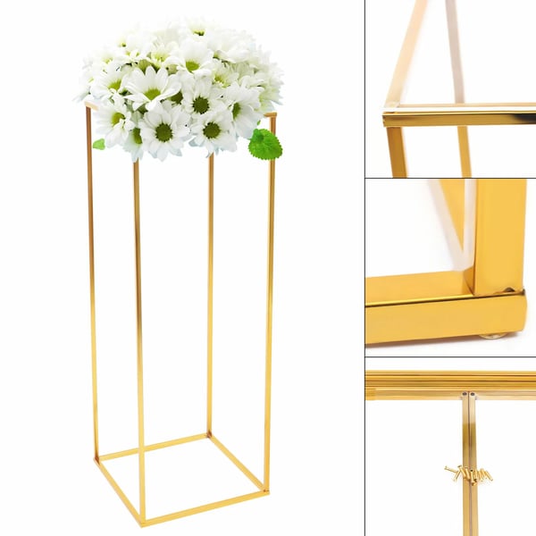 Blomsterstander - Metalsøjle 80 cm - Elegant - Til bryllup & fest - Til hjem & have - Guld