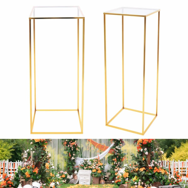 Blomsterstander - Metalsøjle 80 cm - Elegant - Til bryllup & fest - Til hjem & have - Guld