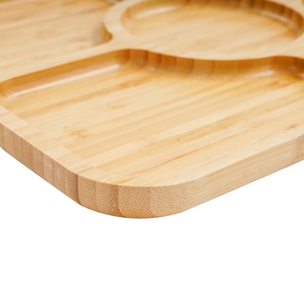 Charcuteri- og ostebræt sæt - Serveringsbræt med låg - 2 stk - 5 rum - Bambus & akryl - 35,3×28,3 cm - Hvid