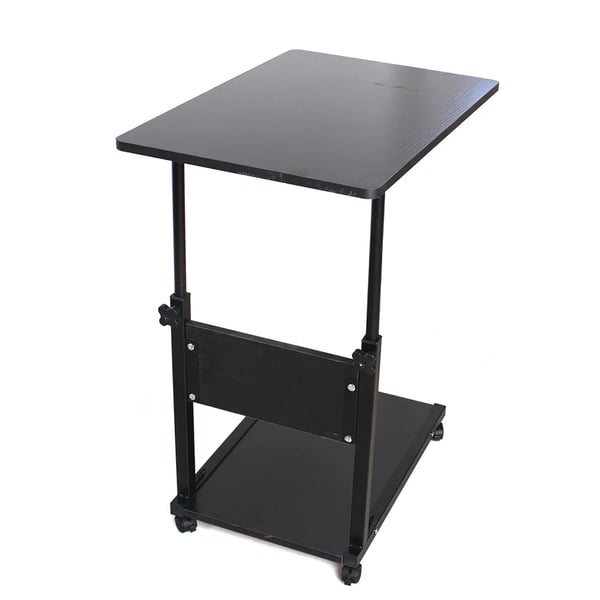 Rullebord til seng/sofa - Sidebord på hjul - Højdejusterbart 55–80 cm - Bordplade 60x40 cm - 2 niveauer - 4 hjul med bremse - 20 kg - Sort