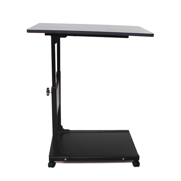 Rullebord til seng/sofa - Sidebord på hjul - Højdejusterbart 55–80 cm - Bordplade 60x40 cm - 2 niveauer - 4 hjul med bremse - 20 kg - Sort