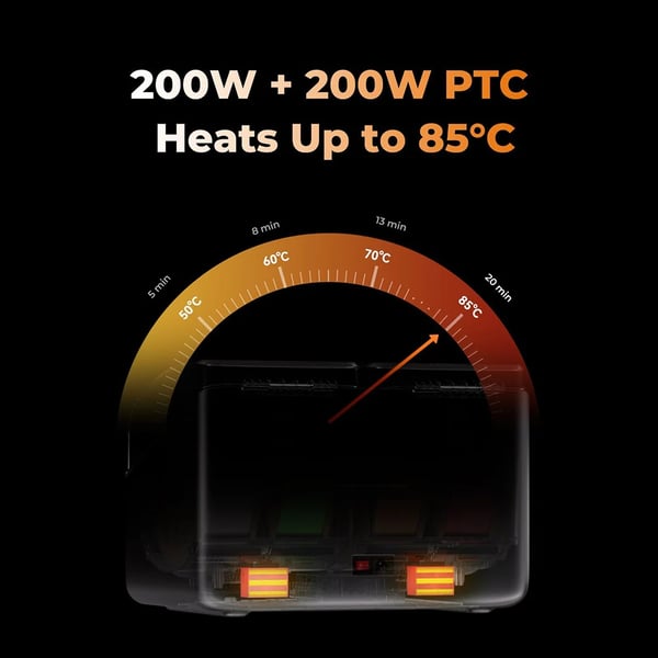 SpacePi X4 - Filamenttørrer - 4 Spoler - Enkelt- eller Dobbeltkammer-Tilstand - 45–85 °C - 8,1 cm Touchskærm - 360 W - 1–48 t Tørretid - Grå