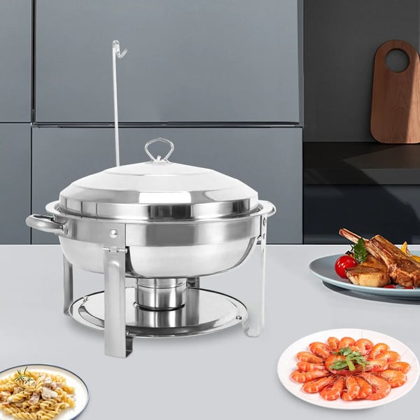 Chafing Dish Buffetvarmer - Sæt - Rustfrit Stål - 7,5 l Kapacitet - Låg & Spritbrænder - Bærbar - Let at Rengøre - Multifarvet