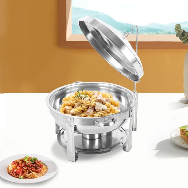 Chafing Dish Buffetvarmer - Sæt - Rustfrit Stål - 7,5 l Kapacitet - Låg & Spritbrænder - Bærbar - Let at Rengøre - Multifarvet