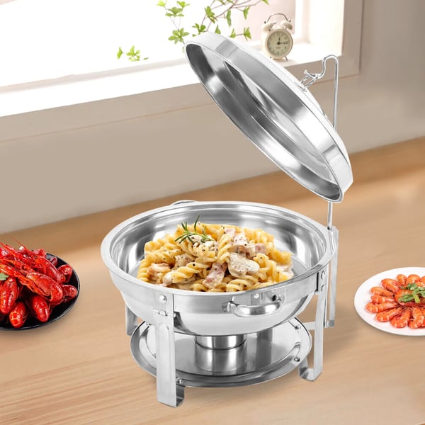 Chafing Dish Buffetvarmer - Sæt - Rustfrit Stål - 7,5 l Kapacitet - Låg & Spritbrænder - Bærbar - Let at Rengøre - Multifarvet