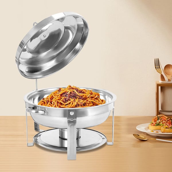 Chafing Dish Buffetvarmer - Sæt - Rustfrit Stål - 7,5 l Kapacitet - Låg & Spritbrænder - Bærbar - Let at Rengøre - Multifarvet