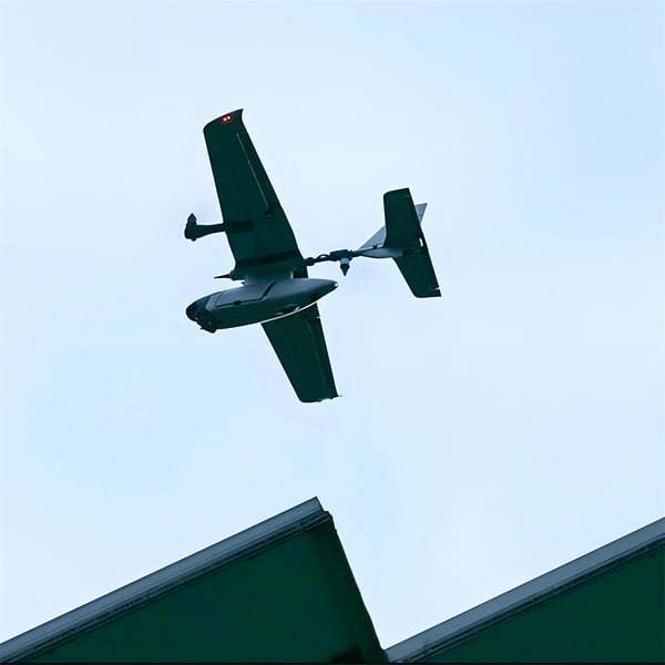 VTOL FPV-drone - RC fly PNP/Semi - Lodret start og landing - Fastvinge FPV - Nybegyndervenlig - Flyvetid 5–10 min - Grå