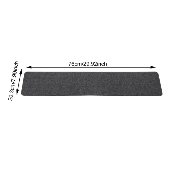 Trappetrinsmåtter - Selvklæbende - 15-pak - Skridsikker - Støjdæmpende - 20,3×76 cm - 6,5 mm - Polyester + TPR - Grå