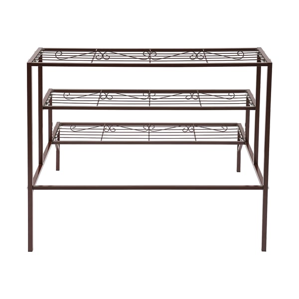 Växtställ - Metall trapphylla för blomkrukor - 3 Nivåer - Fristående - 70×58×60 cm - Montering - Bronsfärg