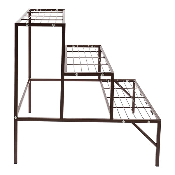 Blomsterstander - Metal trappehylde til plantekrukker - 3 Etager - Fritstående - 70×58×60 cm - Samling - Bronzefarvet