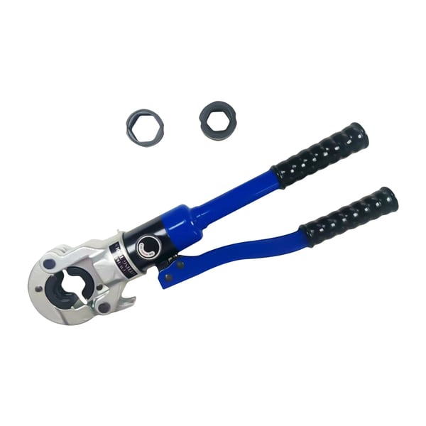 Hydraulinen putkipuristin - Käsikäyttöinen krimppityökalu - Puristusvoima 10 t/98 kN - Kolme puristusleukaa 12,7/19,05/25,4 mm - Teräs, kumikahva