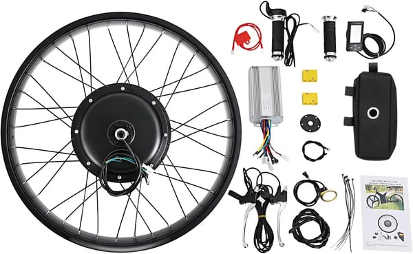 Sähköpyörän muunnossarja - Takapyörä 66 cm fatbike - 48V - 1500W harjaton napamoottori - LCD-näyttö - Ohjainyksikkö laukulla - IP54 - Musta