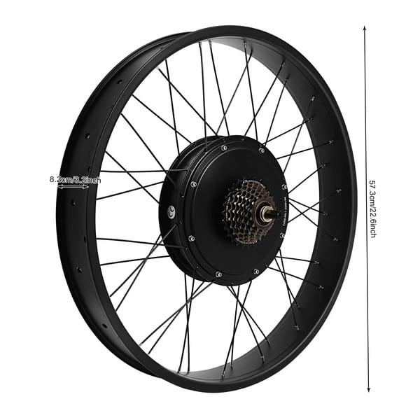 Elcykel konverteringssæt - Baghjul 66 cm fatbike - 48V - 1500W børsteløs navmotor - LCD-skærm - Styreenhed med taske - IP54 - Sort