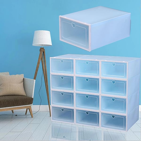 Skobokse til opbevaring - 20-pak - Plast - Stabelbare - Sammenklappelige - Pladsbesparende - 33×23×14 cm - Blå