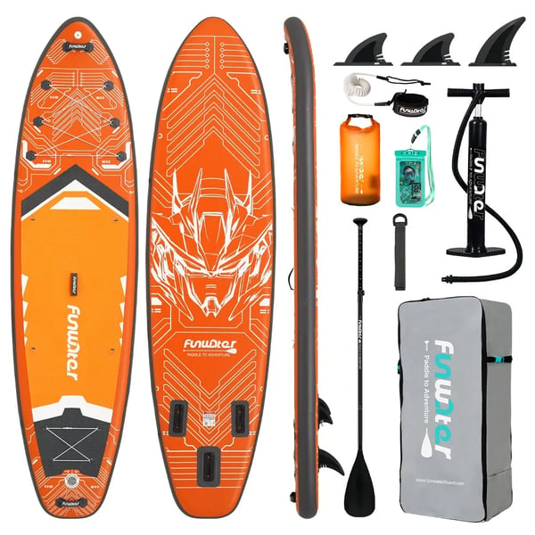 Stand up paddle board SUP - Model SUPFW50A - 3 finner - EVA skridsikkert dæk - Bungee-snor - 200 kg bæreevne - 13,3 kg - Orange