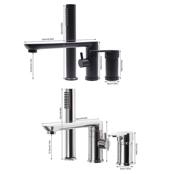 Blandingsbatteri til vask - 3-delt sæt - Rustfrit stål - Én-grebs, 1-huls - Varm/kold - Udtræksbruser 60–80 cm - G1/2 (1,27 cm) - Sølv