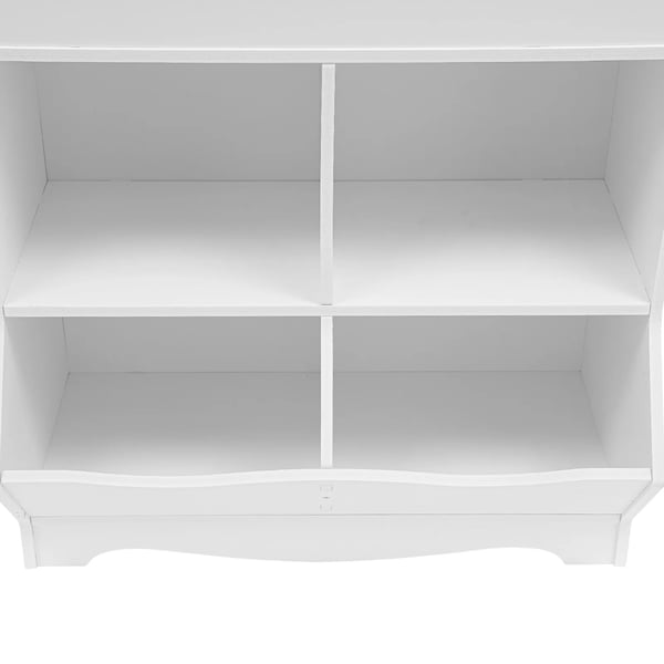 Legetøjsreol - Åben bog- og legetøjsopbevaring - 4 Rum - PVC Plade - Maks. Belastning 100 kg - Hvid