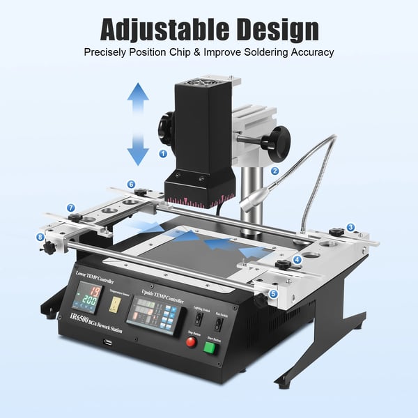 BGA infrarød reworkstation - IR6500 - 1250 W - Lodde-station til PCB/motherboard - Infrarød lodning - Sort