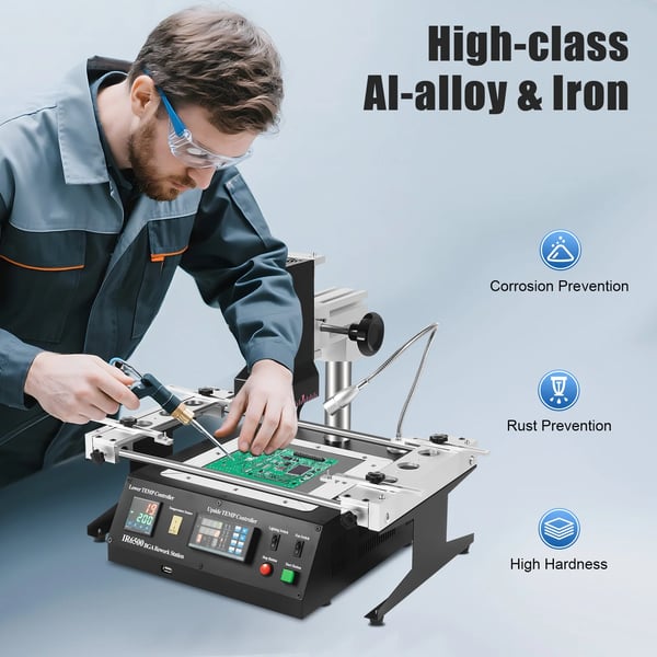 BGA infrarød reworkstation - IR6500 - 1250 W - Lodde-station til PCB/motherboard - Infrarød lodning - Sort