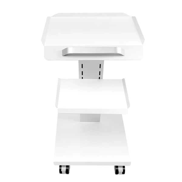 Salonvogn - Rullevogn - 3 Hylder - Højdejusterbar - 4 Drejehjul - 3x Dobbeltstik 110–220 V - Max 100 kg - Hvid