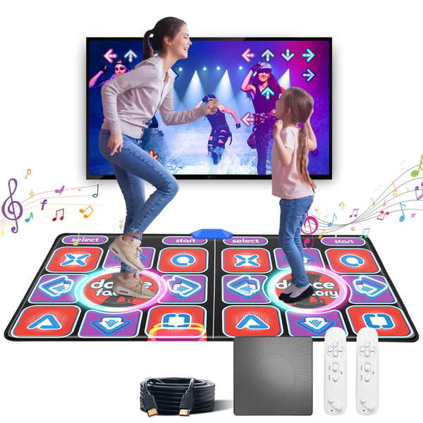 HDMI TV-dansemåtte - Dobbelt dansemåtte - Trådløs - Skridsikker - To Spillere - MV/3D/Tegnefilm Tilstande - Auto-opdatering