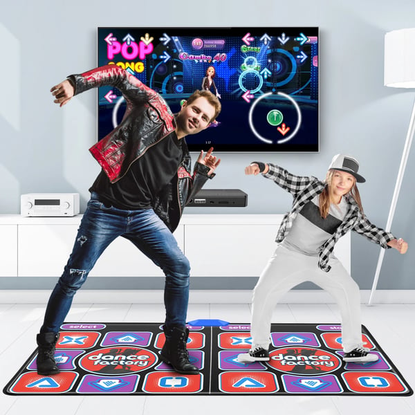 HDMI TV-dansemåtte - Dobbelt dansemåtte - Trådløs - Skridsikker - To Spillere - MV/3D/Tegnefilm Tilstande - Auto-opdatering
