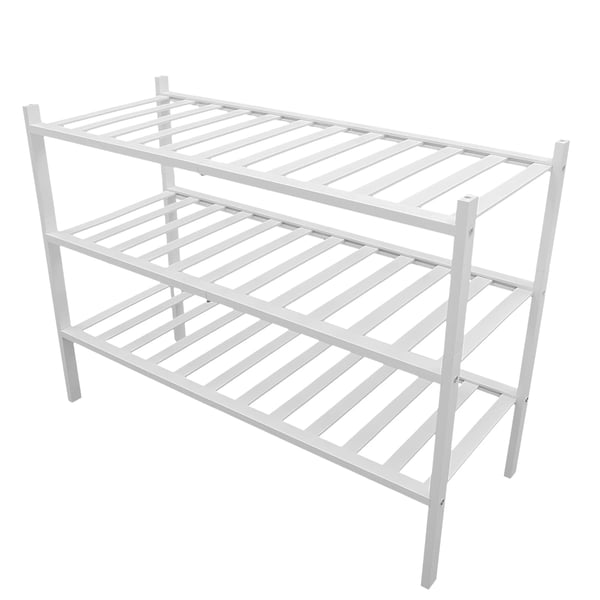 Opbevaringsreol - Badeværelseshylde/Skoreol 3 niveauer - Bambus - Fritstående, ikke foldbar - 5 kg pr. hylde, 15 kg total - Hvid